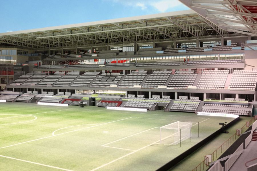 vue des gradins dans l'arkea park