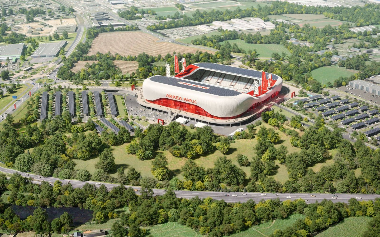 stade brestois avec vue drone sur l'arkea park