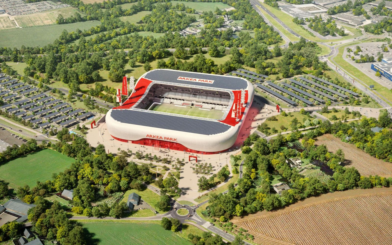 vue du haut sur l'arkea park stade brestois